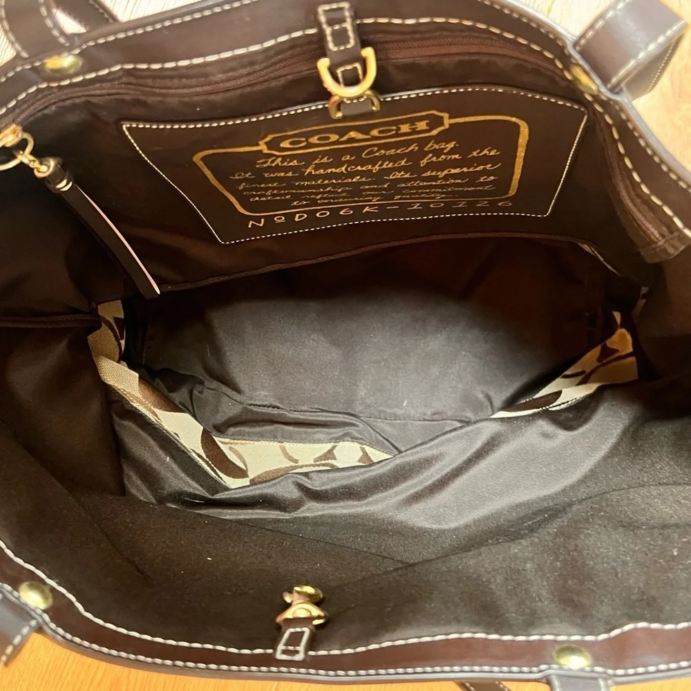 Coach Signature Stripe Tote Classic Brown and Tan C Monogram Jacquard Purse
